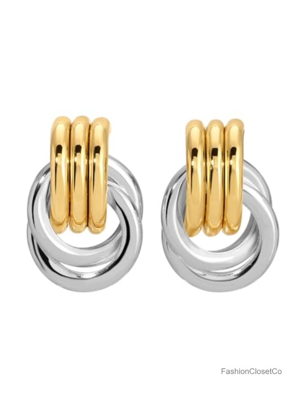 Double Knot Stud Earrings 18K Gold Silver Plated 2 Inch Drop